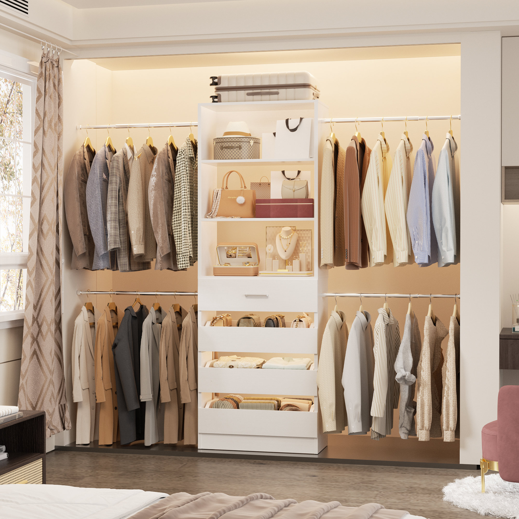 The Twillery Co.® Seward 4-9Ft Closet Organizer with 4 Wooden